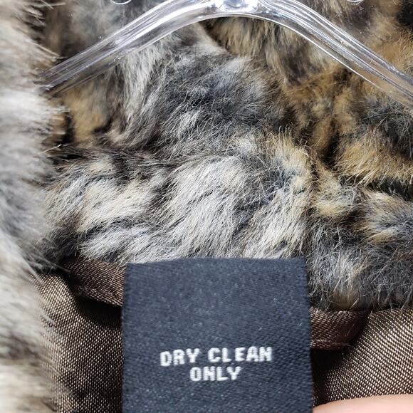 Luciano Dante Faux Fur Cheetah Print Front Pockets Vest Size Small - Picture 9 of 12